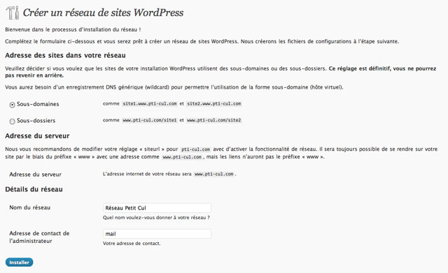 Installation de WordPress Mu